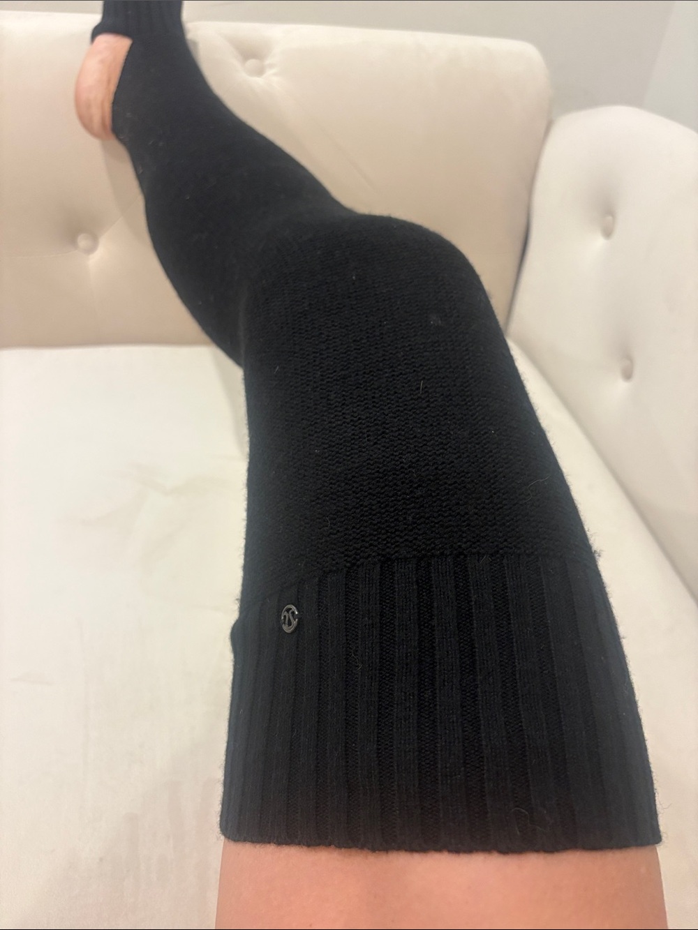lululemon athletica Black Knee-High Ribbed Sock with Logo
